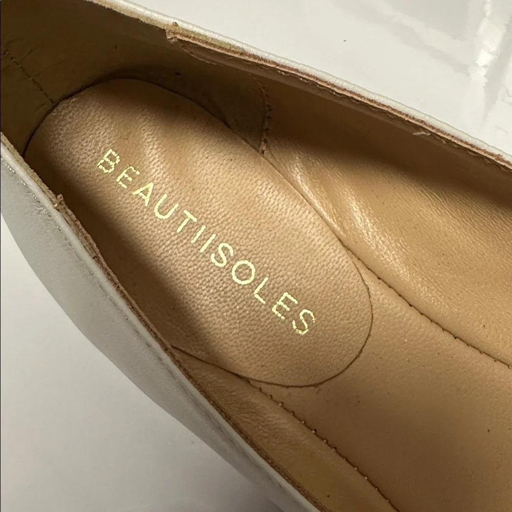 Beautiisoles Maya Pointed Toe Flat White Black Straps Women's 39